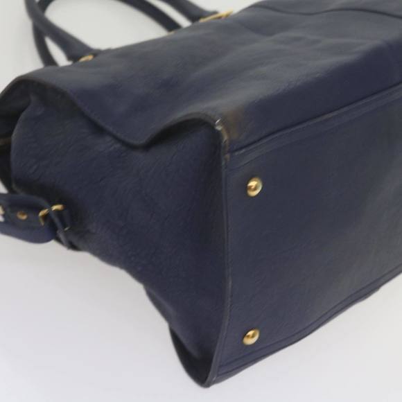 SAINT LAURENT Cavas Chyc Hand Bag Leather Navy 275091 Auth am5374 - Picture 15 of 16